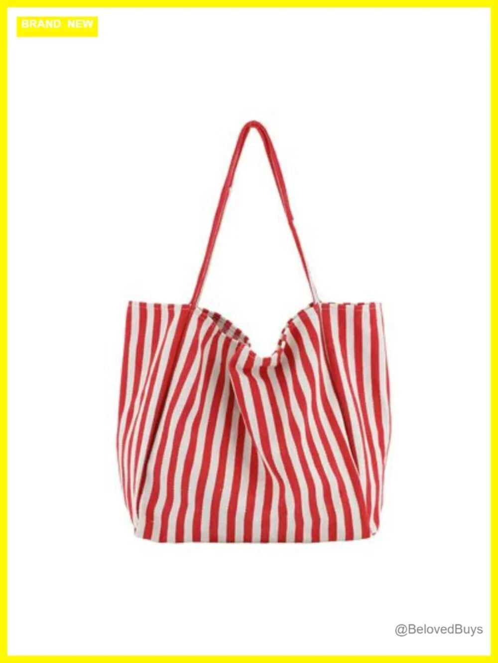 2-Piece Lightweight Cotton Canvas Striped Tote Bags with Inner Pocket